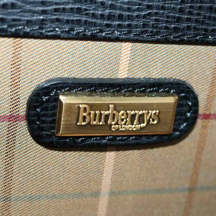 BURBERRYSs Hand Bag Leather Black Auth bs13277