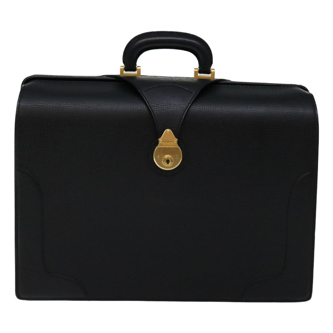 BURBERRYSs Hand Bag Leather Black Auth bs13277