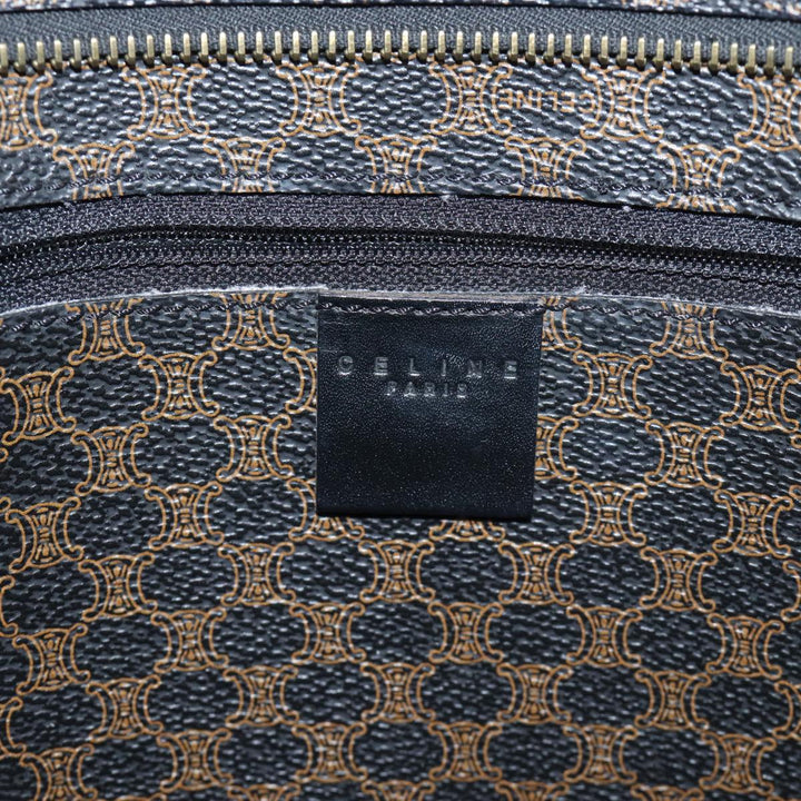 Celine Macadam Canvas Shoulder Bag PVC Black Auth bs13291