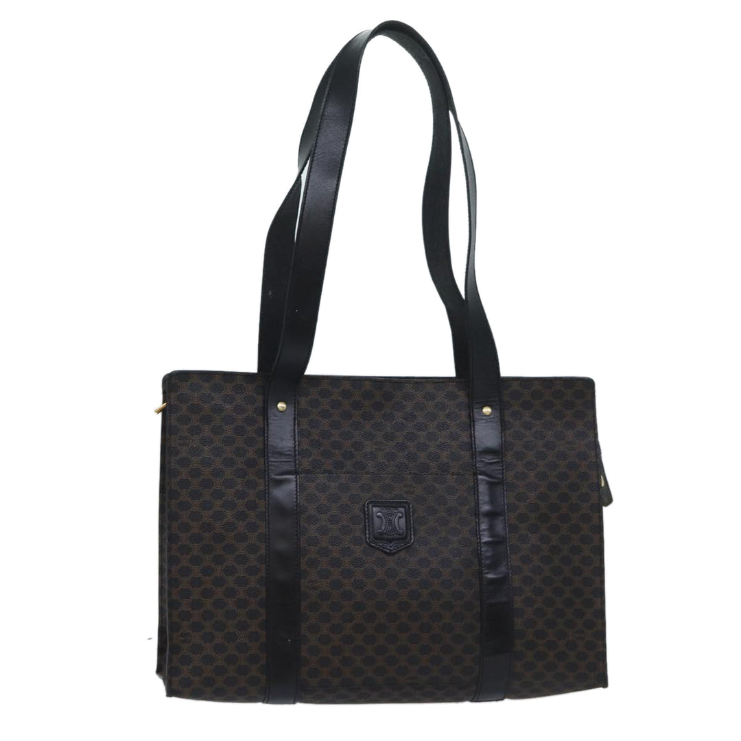 Celine Macadam Canvas Shoulder Bag PVC Black Auth bs13291