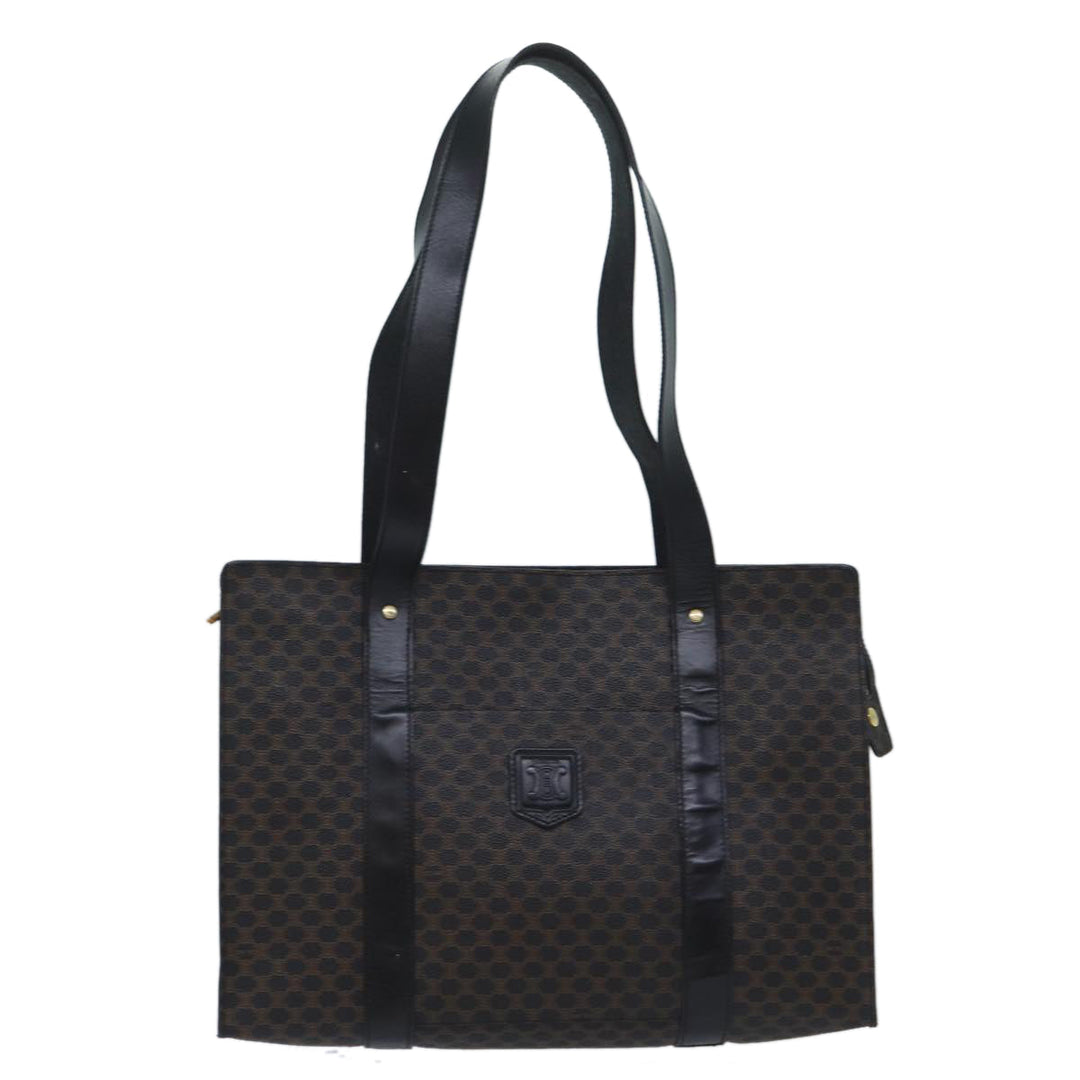 Celine Macadam Canvas Shoulder Bag PVC Black Auth bs13291