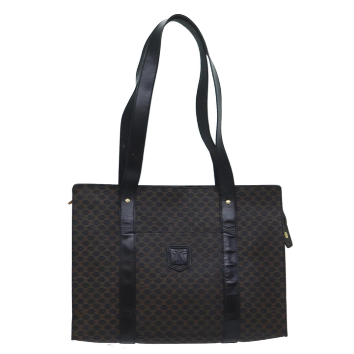 Celine Macadam Canvas Shoulder Bag PVC Black Auth bs13291