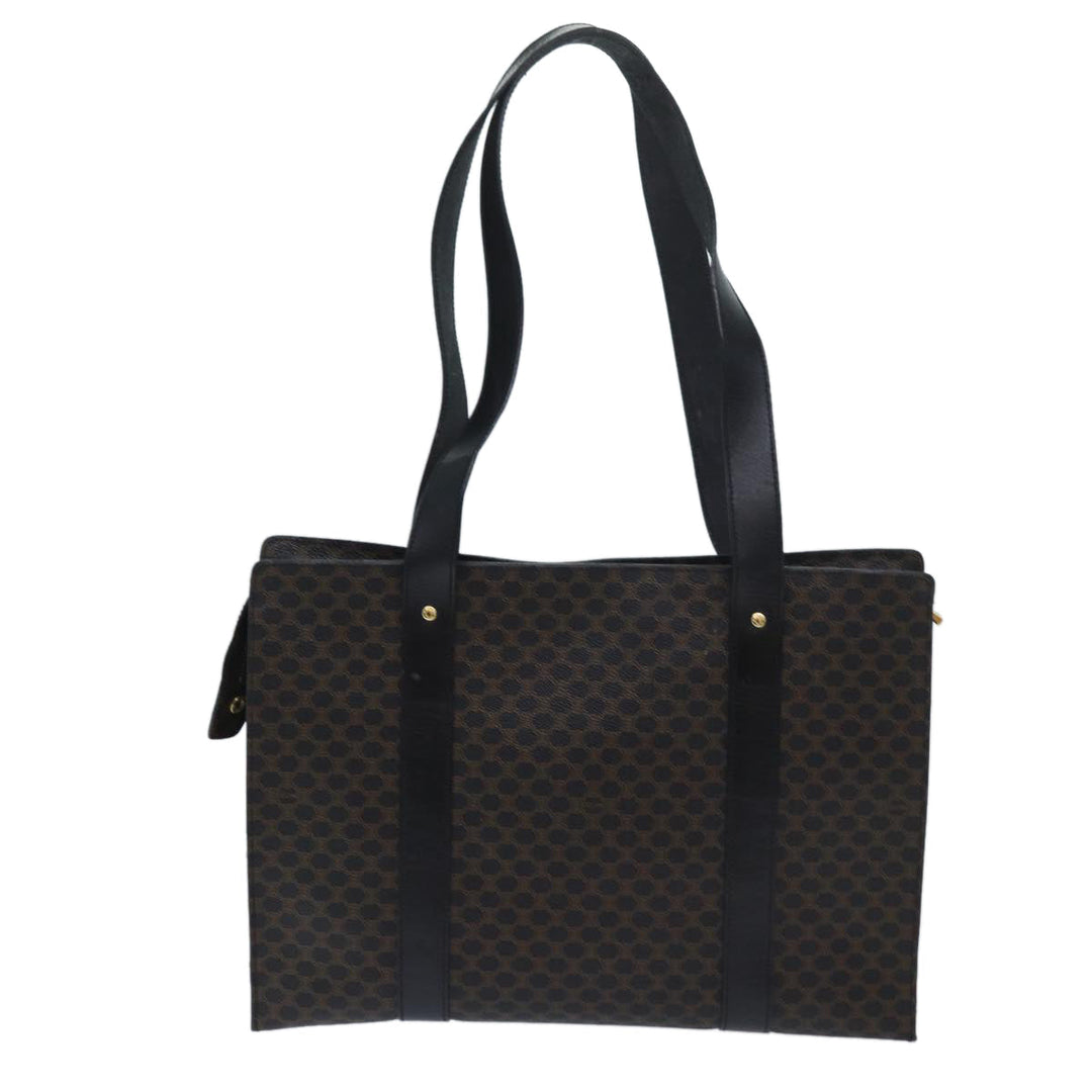 Celine Macadam Canvas Shoulder Bag PVC Black Auth bs13291