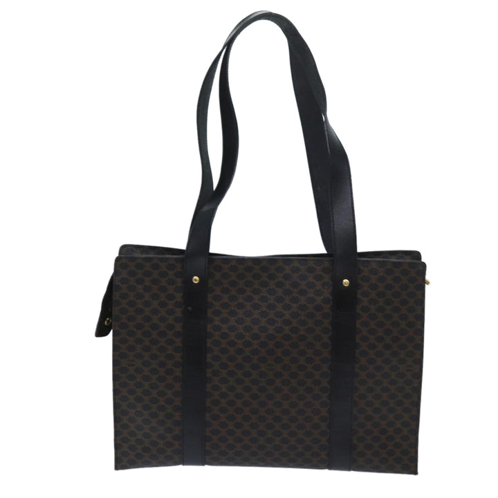 Celine Macadam Canvas Shoulder Bag PVC Black Auth bs13291