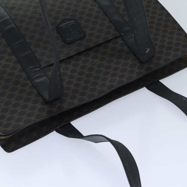 Celine Macadam Canvas Shoulder Bag PVC Black Auth bs13291