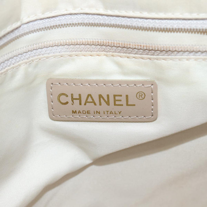 Chanel New Travel Line Tote Bag Nylon Beige CC Auth bs13324