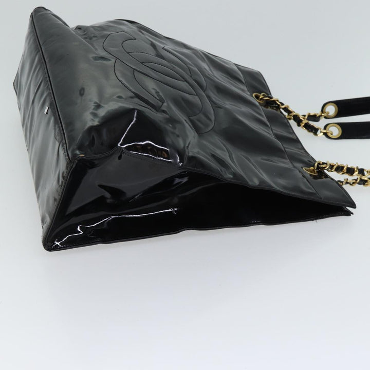 Chanel COCO Mark Chain Shoulder Bag Patent Black CC Auth bs13327