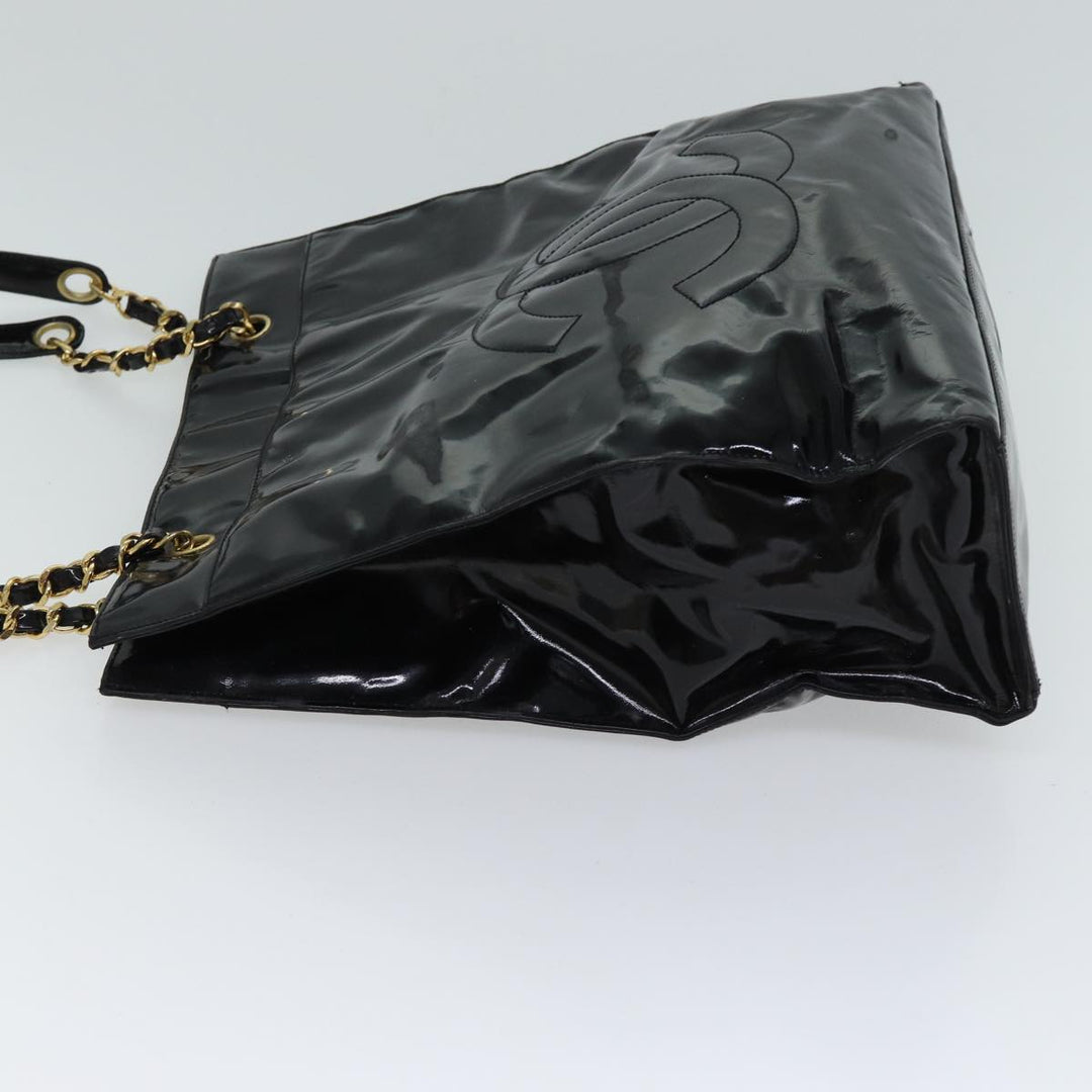 Top Quality Chanel COCO Mark Chain Shoulder Bag Patent Black CC Auth bs13327