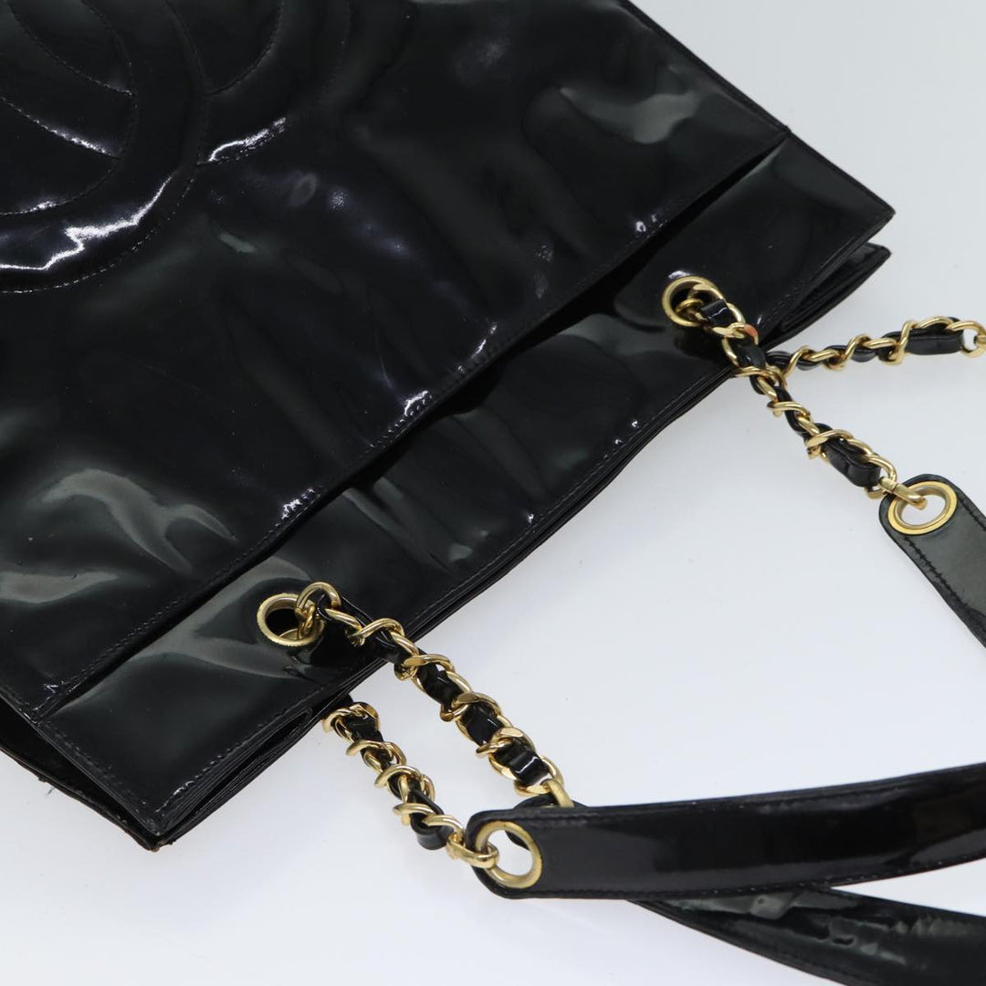 Chanel COCO Mark Chain Shoulder Bag Patent Black CC Auth bs13327