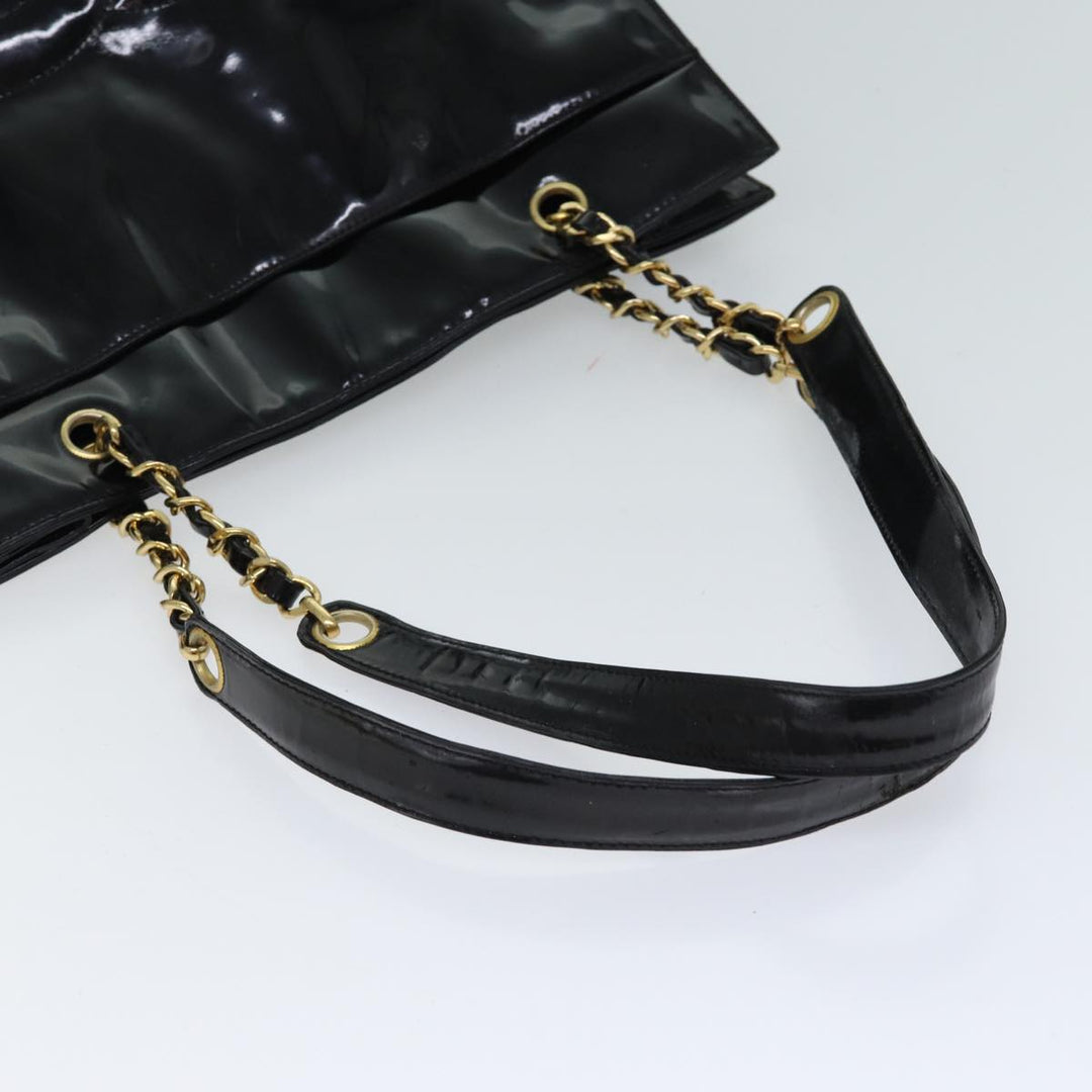 Chanel COCO Mark Chain Shoulder Bag Patent Black CC Auth bs13327
