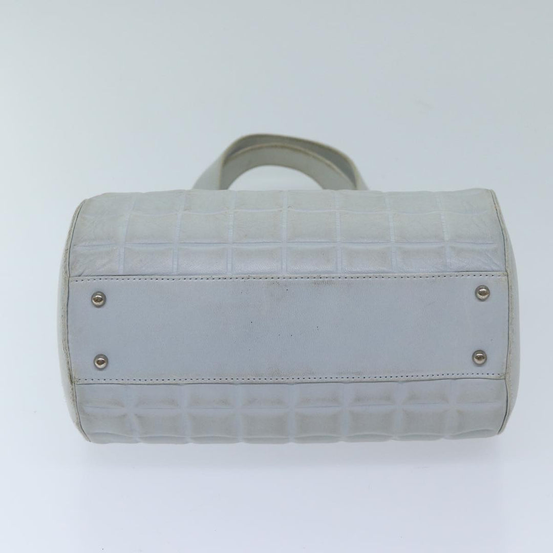 Chanel COCO Mark Choco Bar Shoulder Bag Lamb Skin Blue CC Auth bs13362