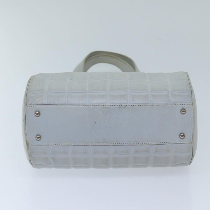 Chanel COCO Mark Choco Bar Shoulder Bag Lamb Skin Blue CC Auth bs13362