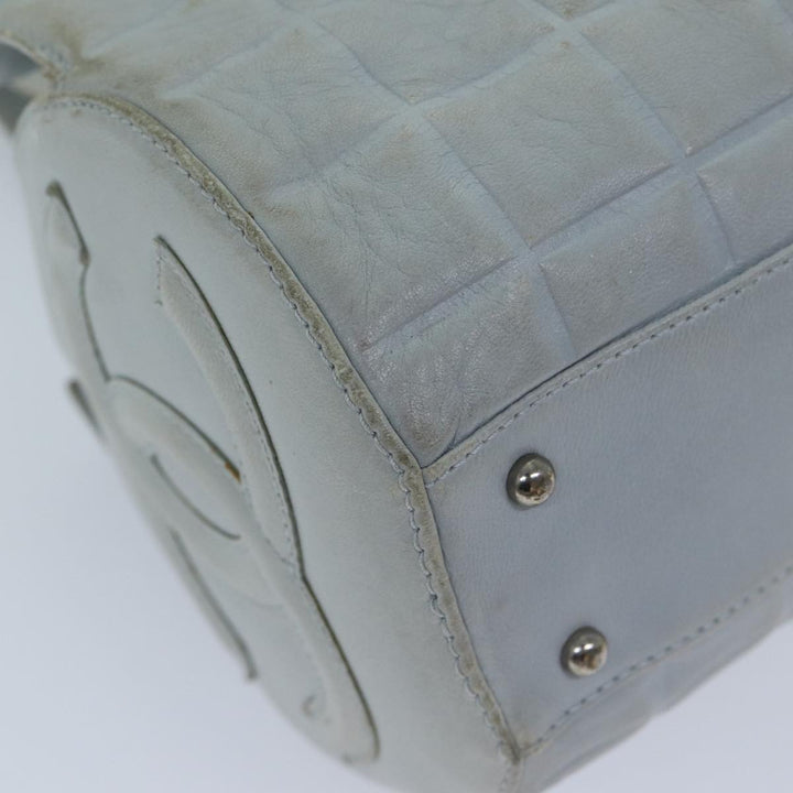 Chanel COCO Mark Choco Bar Shoulder Bag Lamb Skin Blue CC Auth bs13362