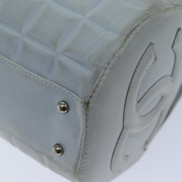 Top Quality Chanel COCO Mark Choco Bar Shoulder Bag Lamb Skin Blue CC Auth bs13362