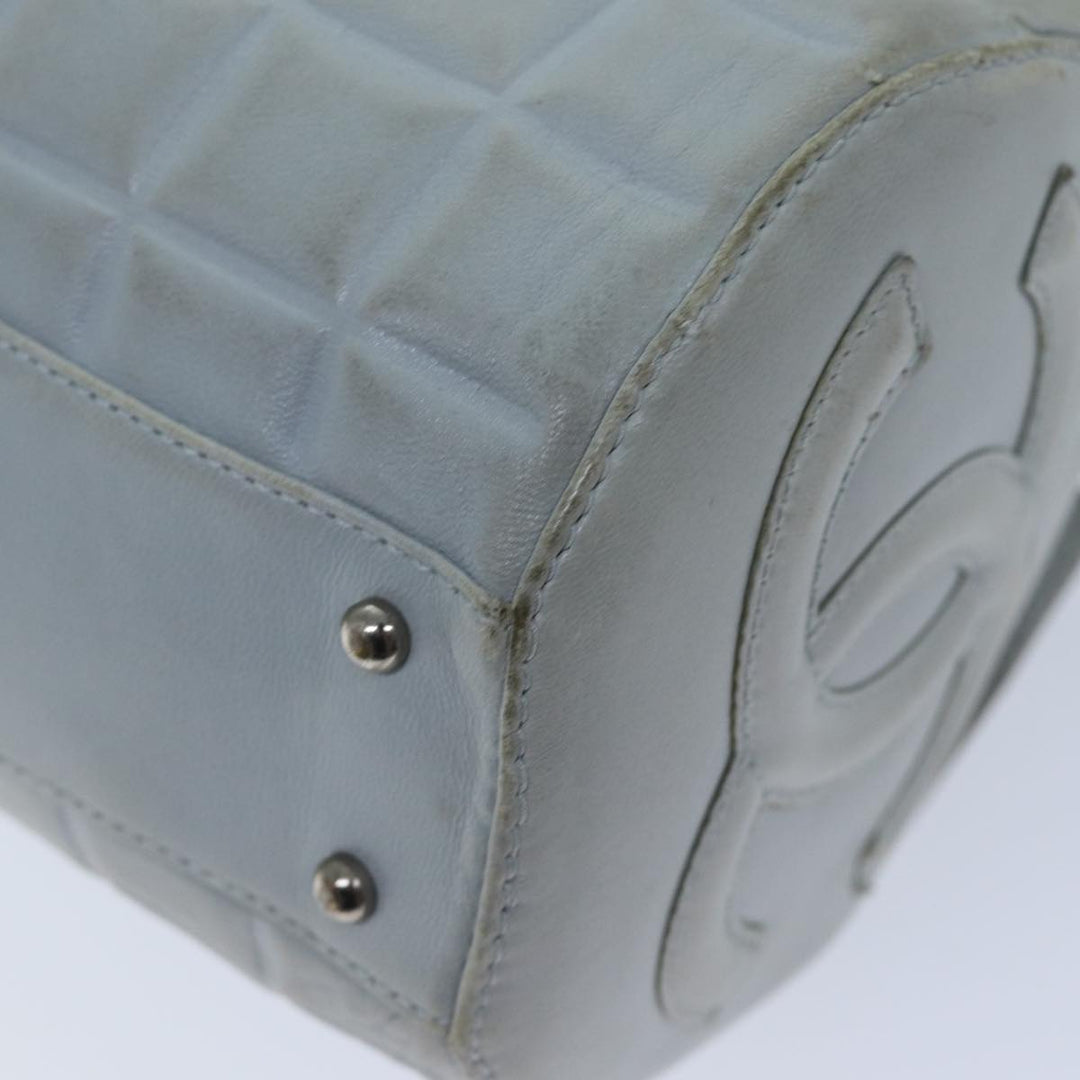 Chanel COCO Mark Choco Bar Shoulder Bag Lamb Skin Blue CC Auth bs13362
