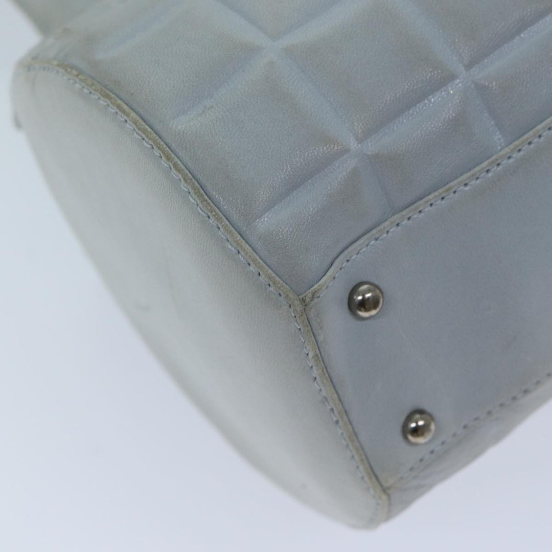 Chanel COCO Mark Choco Bar Shoulder Bag Lamb Skin Blue CC Auth bs13362