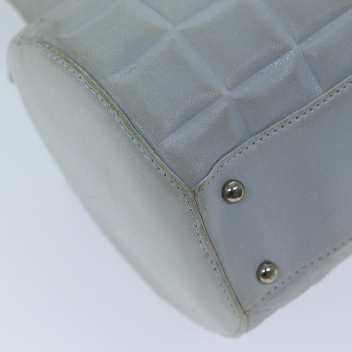 Chanel COCO Mark Choco Bar Shoulder Bag Lamb Skin Blue CC Auth bs13362