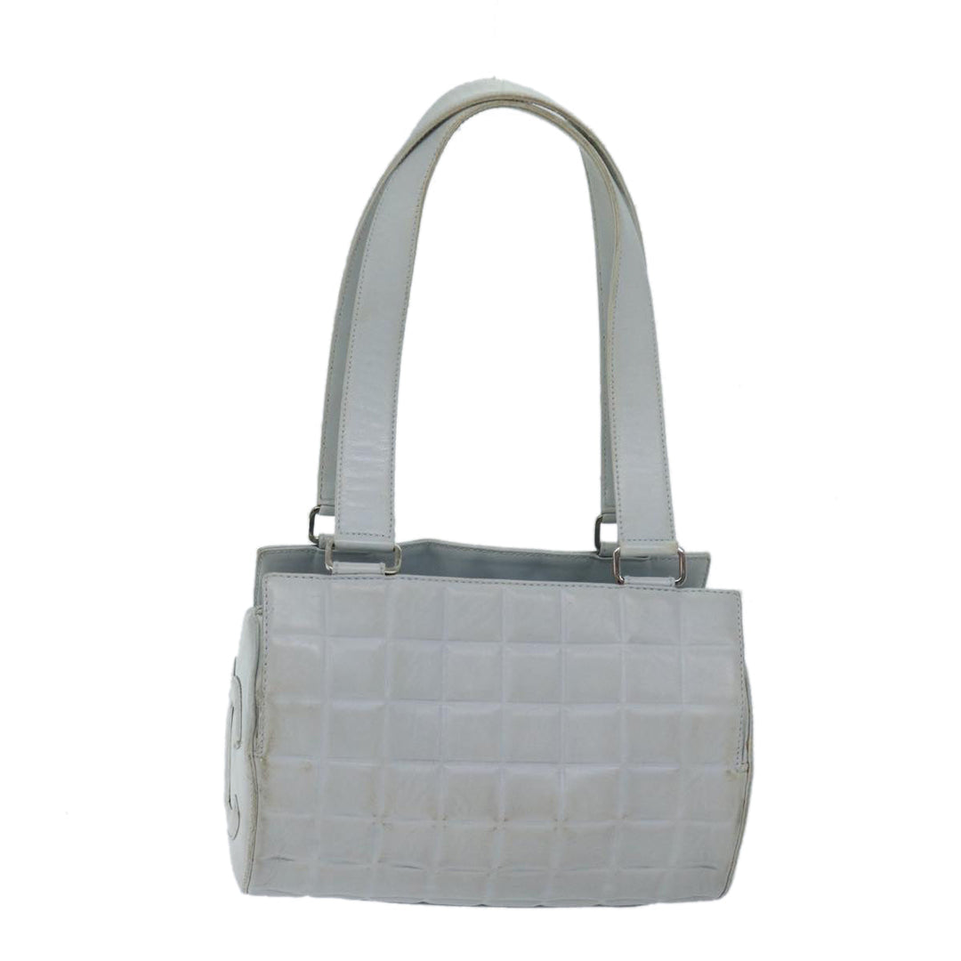 Chanel COCO Mark Choco Bar Shoulder Bag Lamb Skin Blue CC Auth bs13362