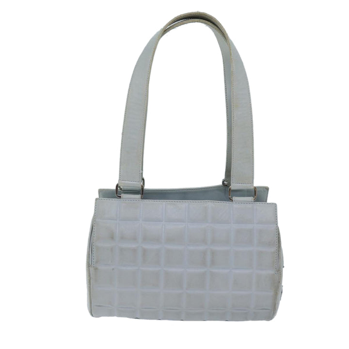 Chanel COCO Mark Choco Bar Shoulder Bag Lamb Skin Blue CC Auth bs13362