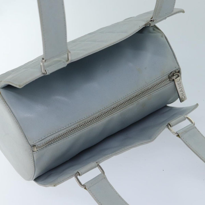 Top Quality Chanel COCO Mark Choco Bar Shoulder Bag Lamb Skin Blue CC Auth bs13362