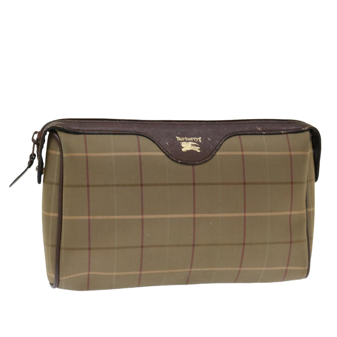 BurberrySs Nova Check Clutch Bag Canvas Brown Auth bs13367