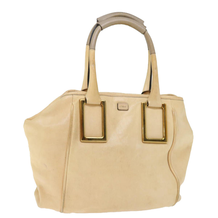 Chloe Etel Hand Bag Leather Beige bs13382