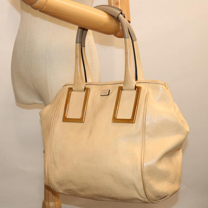 Chloe Etel Hand Bag Leather Beige bs13382