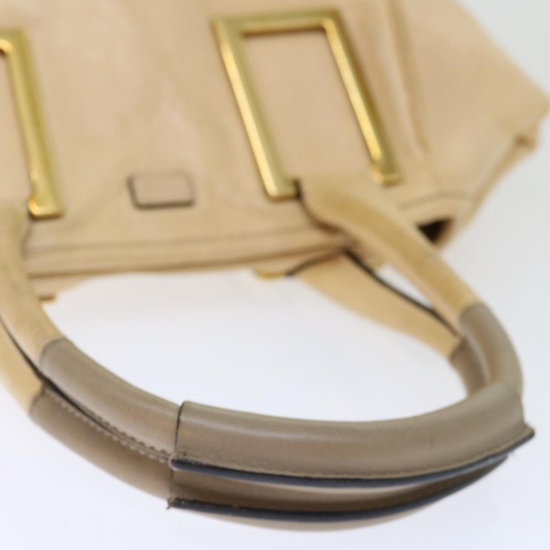 Chloe Etel Hand Bag Leather Beige bs13382