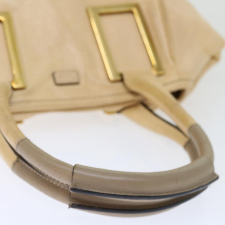 Chloe Etel Hand Bag Leather Beige bs13382