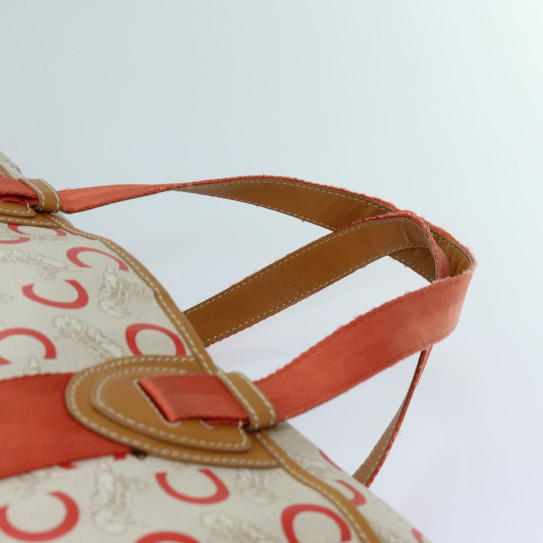 Celine C Macadam Canvas Boston Bag White Auth bs13387