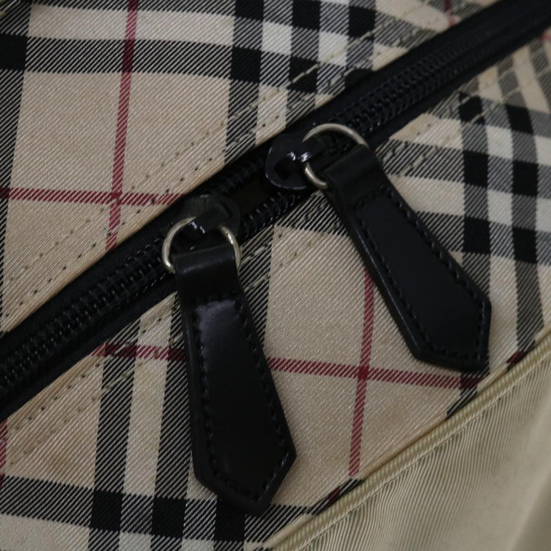 Burberry Nova Check Blue Label Hand Bag Nylon Beige Auth bs13393