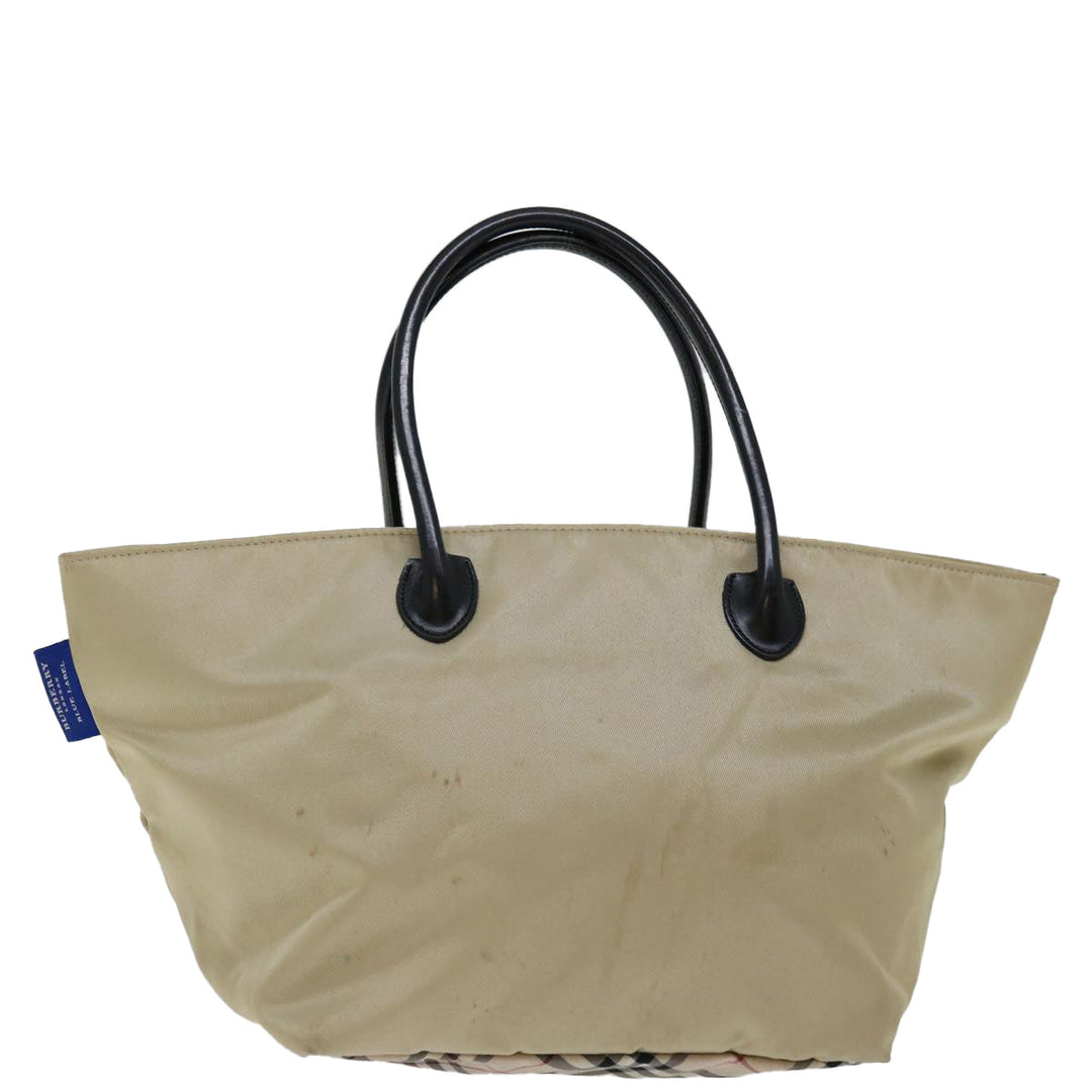 Burberry Nova Check Blue Label Hand Bag Nylon Beige Auth bs13393