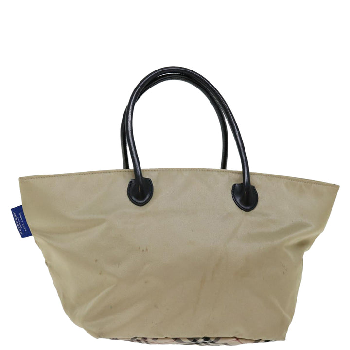 Burberry Nova Check Blue Label Hand Bag Nylon Beige Auth bs13393