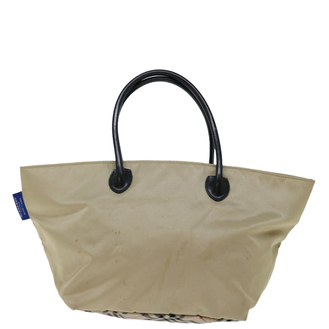 Burberry Nova Check Blue Label Hand Bag Nylon Beige Auth bs13393