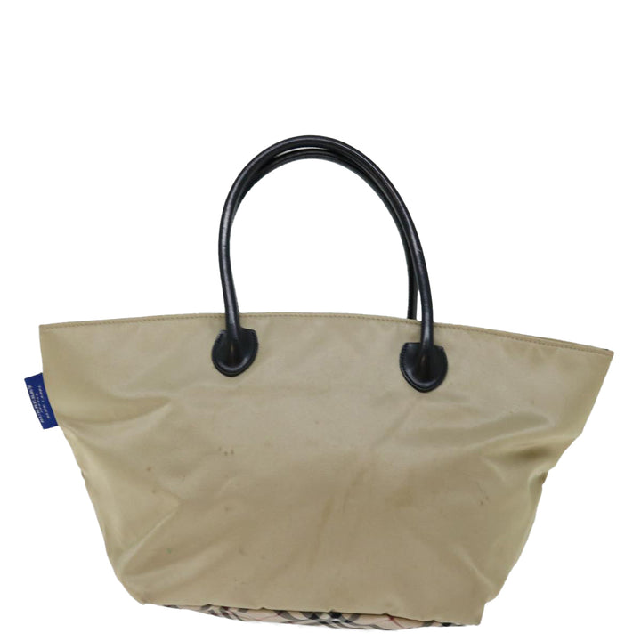 Burberry Nova Check Blue Label Hand Bag Nylon Beige Auth bs13393