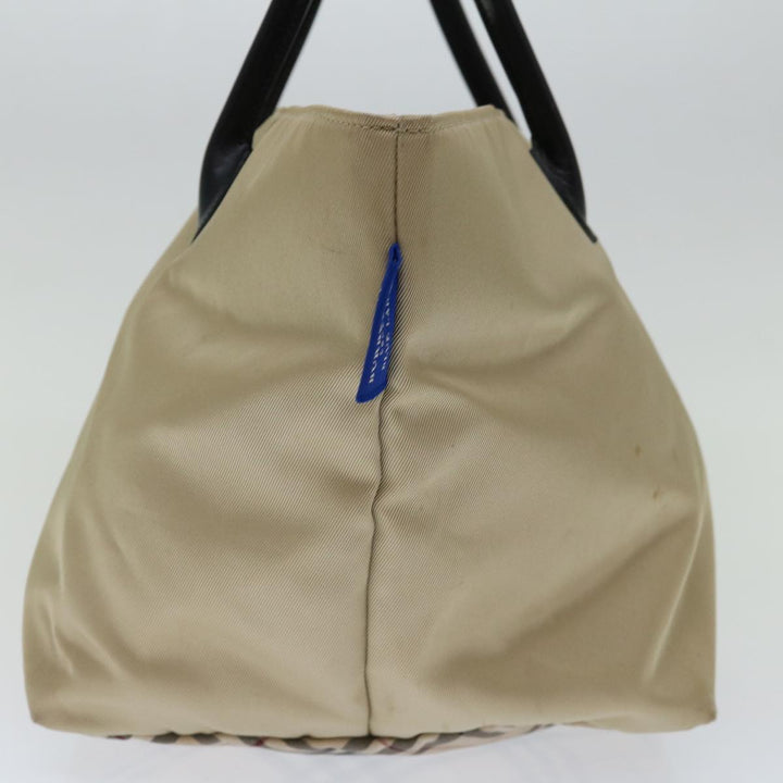 Burberry Nova Check Blue Label Hand Bag Nylon Beige Auth bs13393