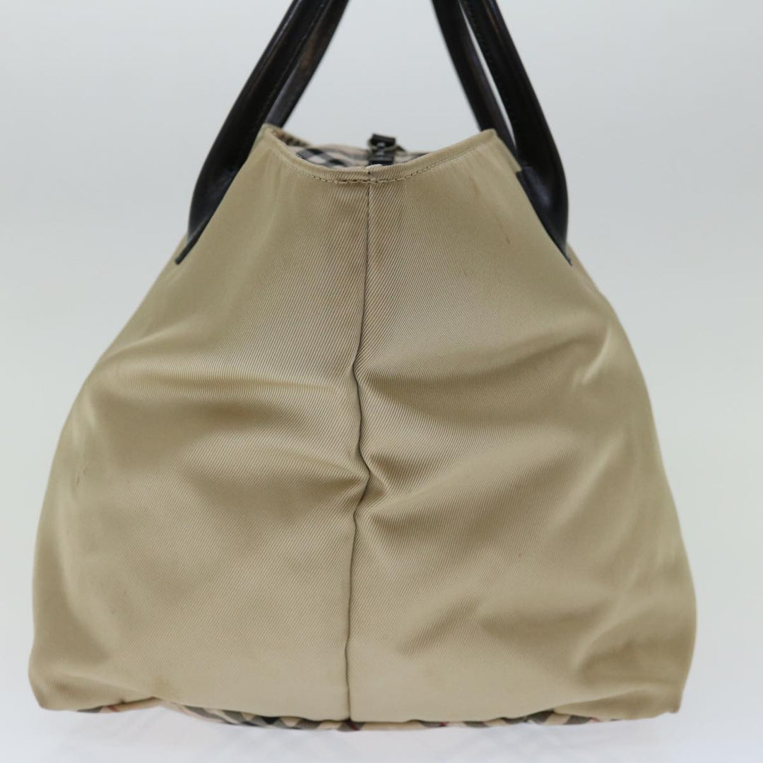 Burberry Nova Check Blue Label Hand Bag Nylon Beige Auth bs13393