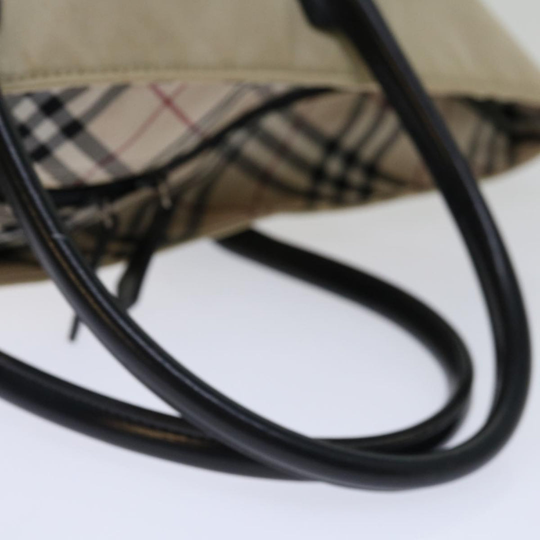 Burberry Nova Check Blue Label Hand Bag Nylon Beige Auth bs13393
