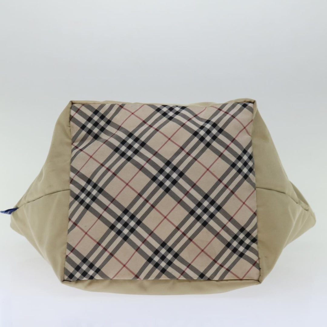Burberry Nova Check Blue Label Hand Bag Nylon Beige Auth bs13393