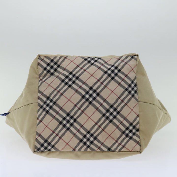 Burberry Nova Check Blue Label Hand Bag Nylon Beige Auth bs13393