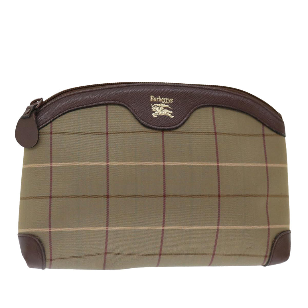 BurberrySs Nova Check Clutch Bag Canvas Brown Auth bs13397