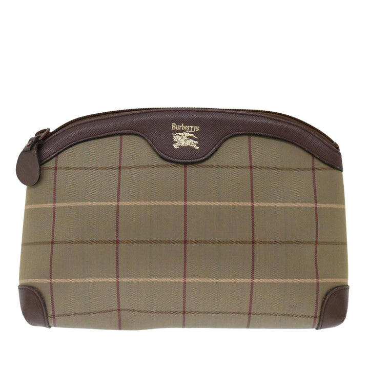 BurberrySs Nova Check Clutch Bag Canvas Brown Auth bs13397