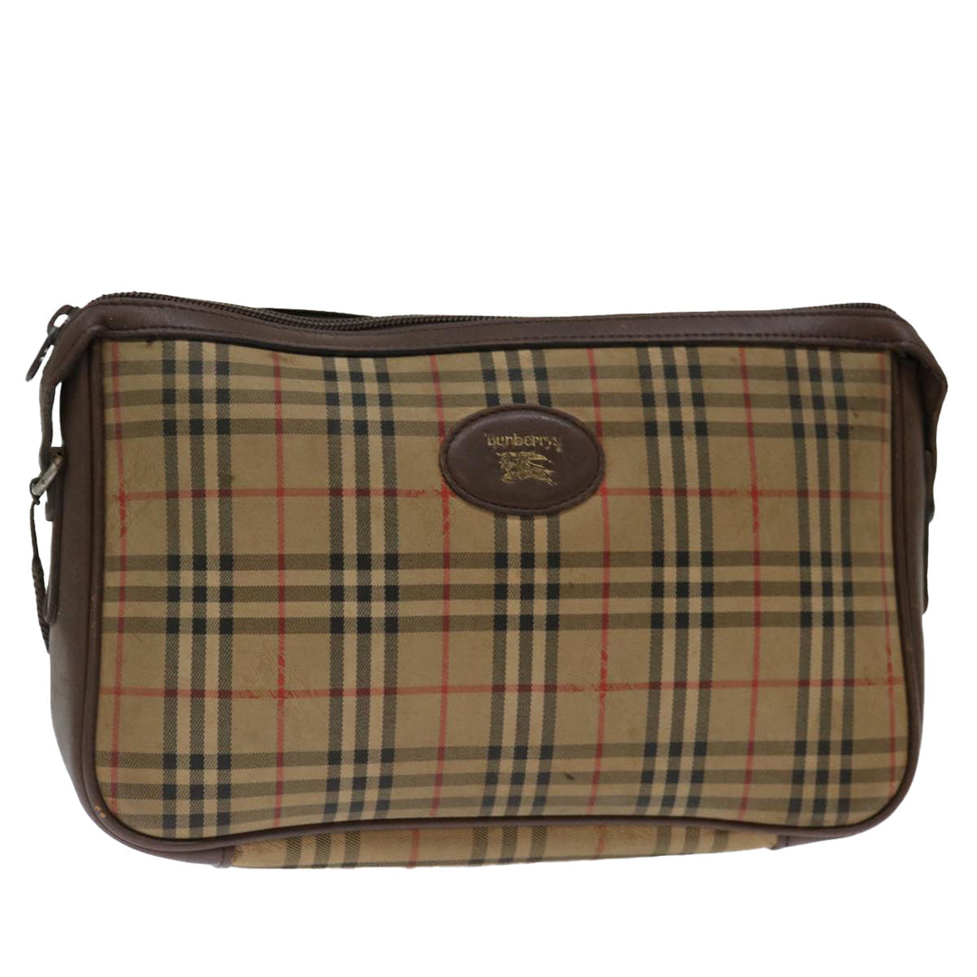 BurberrySs Nova Check Clutch Bag Canvas Beige Auth bs13410