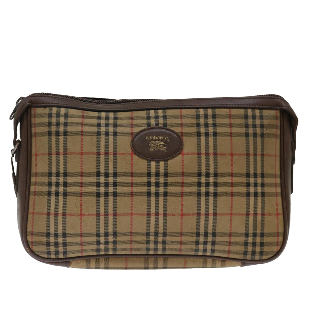BurberrySs Nova Check Clutch Bag Canvas Beige Auth bs13410