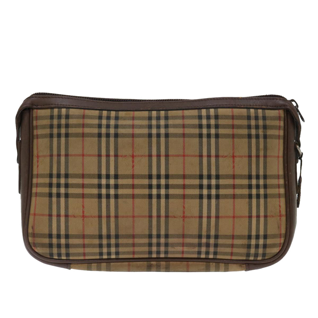 BurberrySs Nova Check Clutch Bag Canvas Beige Auth bs13410