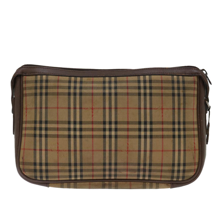 BurberrySs Nova Check Clutch Bag Canvas Beige Auth bs13410