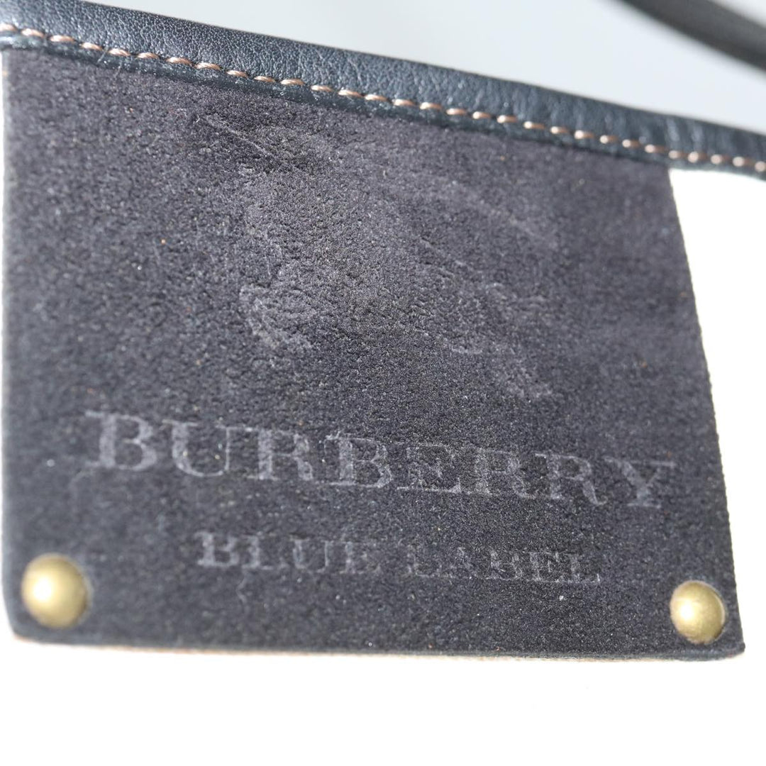 Burberry Blue Label Tote Bag Canvas White Black Auth bs13449
