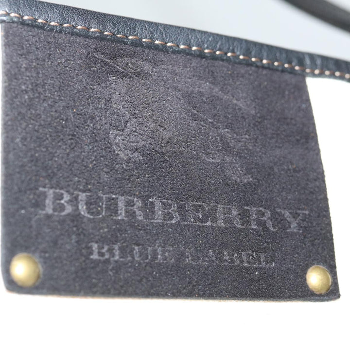 Burberry Blue Label Tote Bag Canvas White Black Auth bs13449