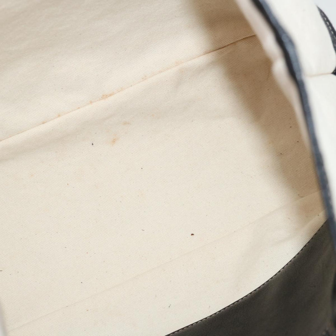 Burberry Blue Label Tote Bag Canvas White Black Auth bs13449