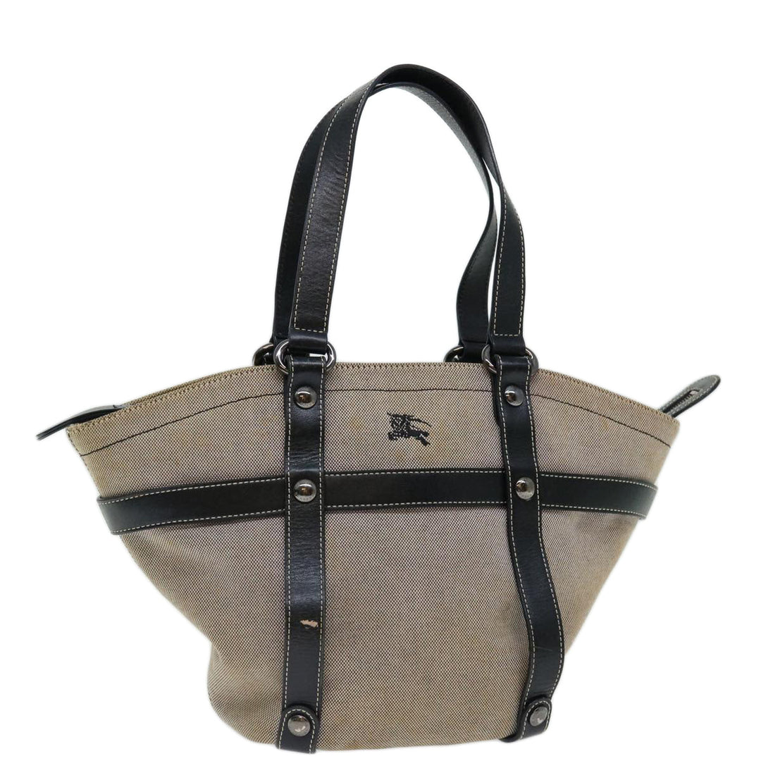 Burberry Blue Label Hand Bag Canvas Beige Auth bs13465